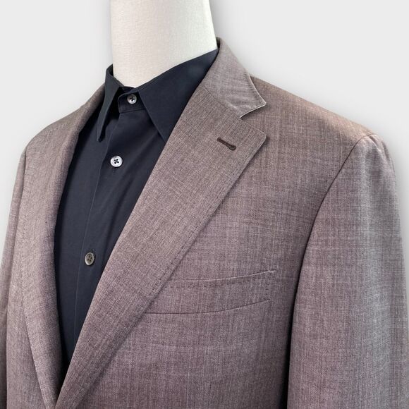 $1630 Canali KEI Collection Chore Blazer Jacket Mens 44R Unstructured Wool Brown - Picture 5 of 12